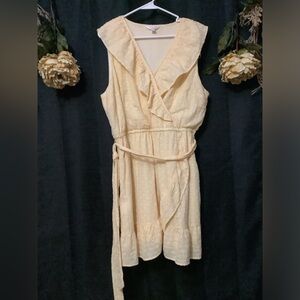 LC Lauren Conrad Yellow Eyelet Ruffle Faux Wrap Sleeveless Dress SZ 2X